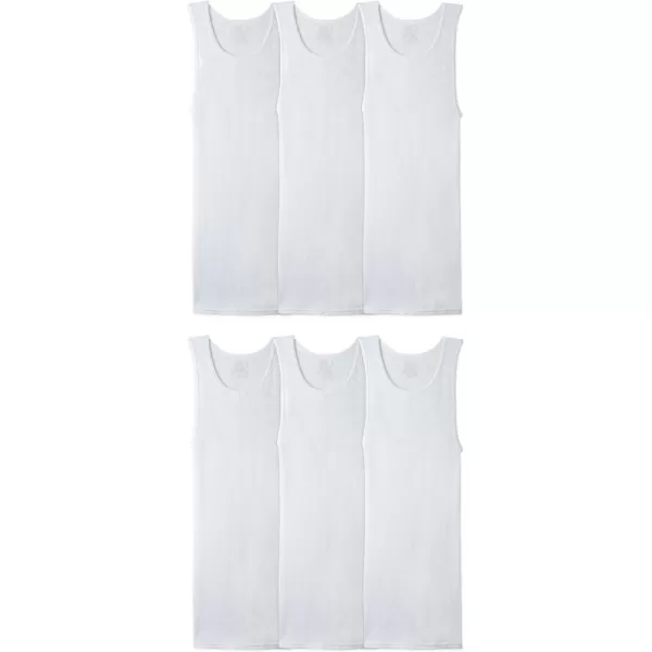 imageFruit of the Loom Mens Sleeveless Tank AShirt Tag Free ampamp Moisture Wicking Ribbed Stretch FabricBig Man  6 Pack  White