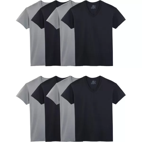 imageFruit of the Loom mens Lightweight Active Cotton Blend UndershirtsVneck  8 Pack  BlackGrey