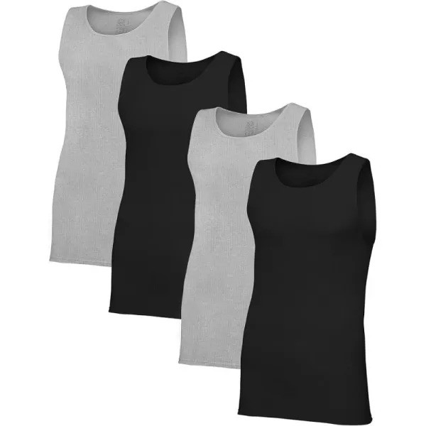 imageMens TagFree Cotton UndershirtsRegular  Tank  4 Pack BlackGrey