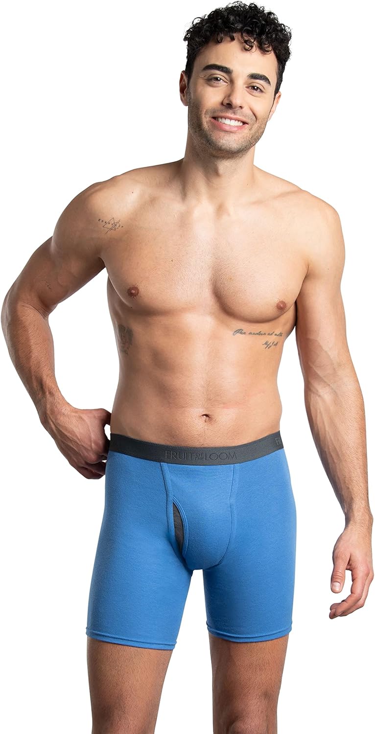 imageFruit of the Loom Mens Premium TagFree Cotton Underwear Regular ampamp Big ManBoxer Brief  4 Pack  Assorted