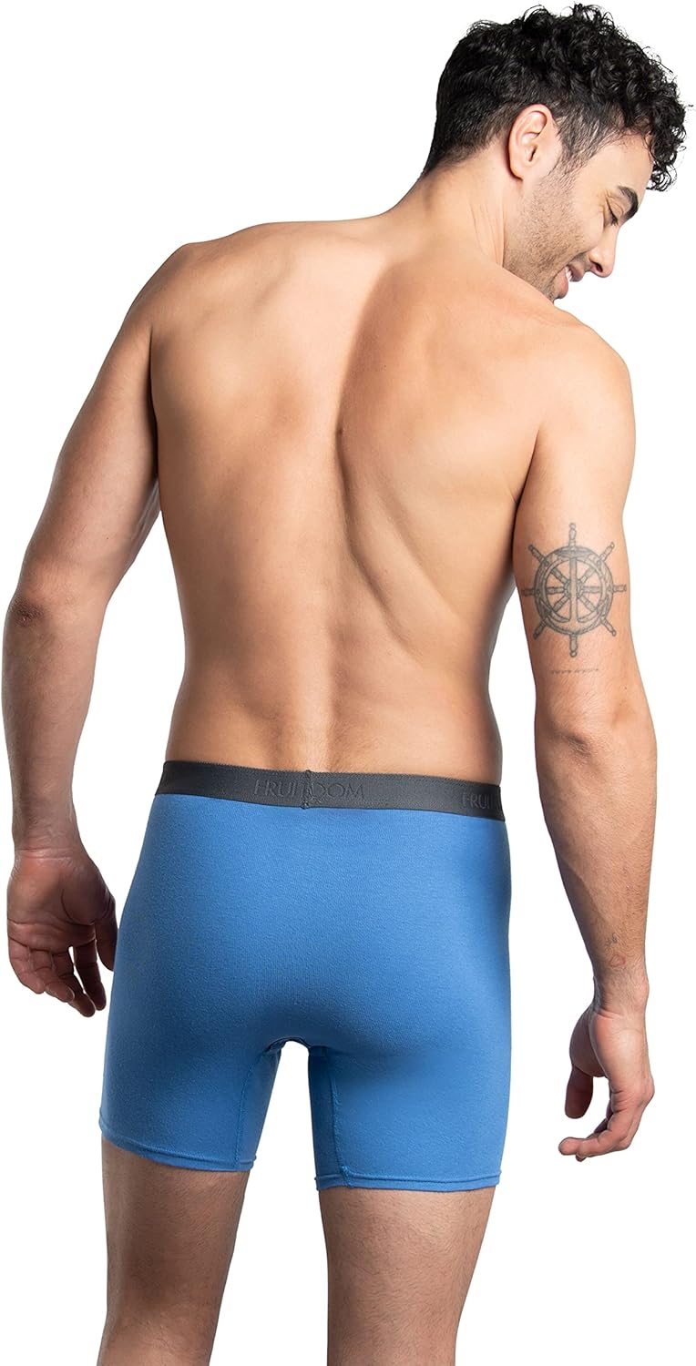 imageFruit of the Loom Mens Premium TagFree Cotton Underwear Regular ampamp Big ManBoxer Brief  4 Pack  Assorted