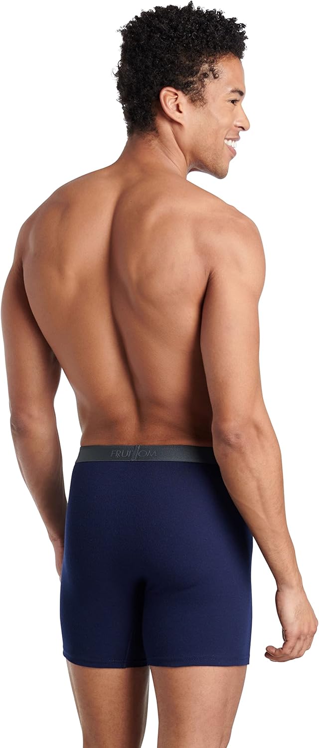 imageFruit of the Loom Mens Premium TagFree Cotton Underwear Regular ampamp Big ManBoxer Brief  4 Pack  Assorted Blues