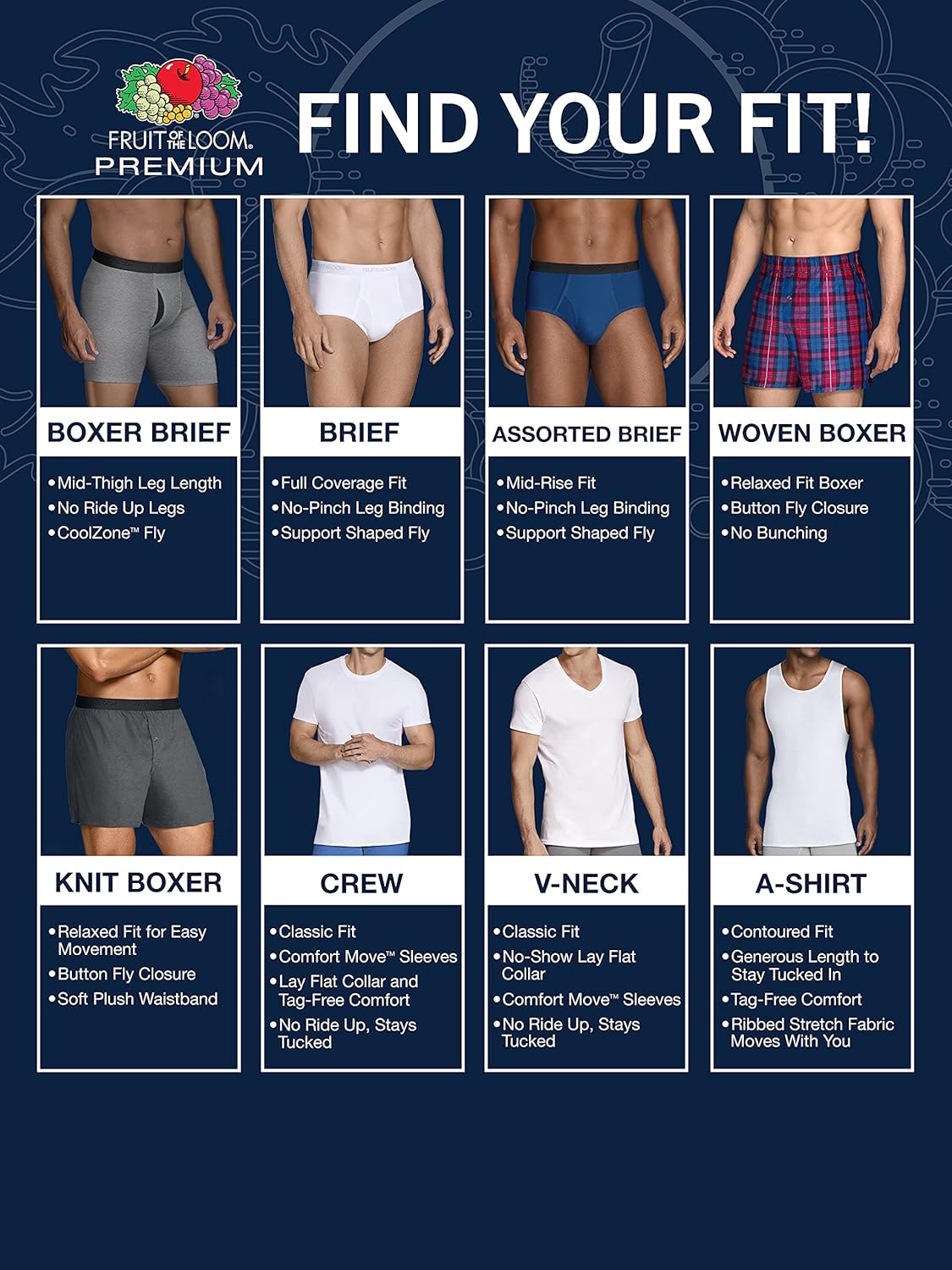 imageFruit of the Loom Mens Premium TagFree Cotton Underwear Regular ampamp Big ManBrief  6 Pack  Assorted