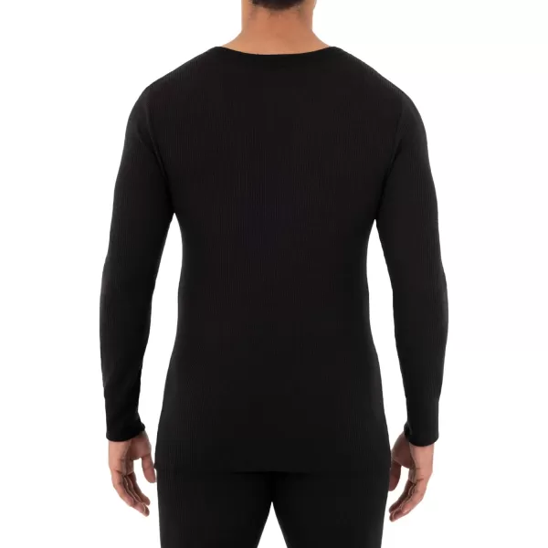 imageFruit of the Loom Mens Classic Midweight Waffle Thermal Henley TopBlack