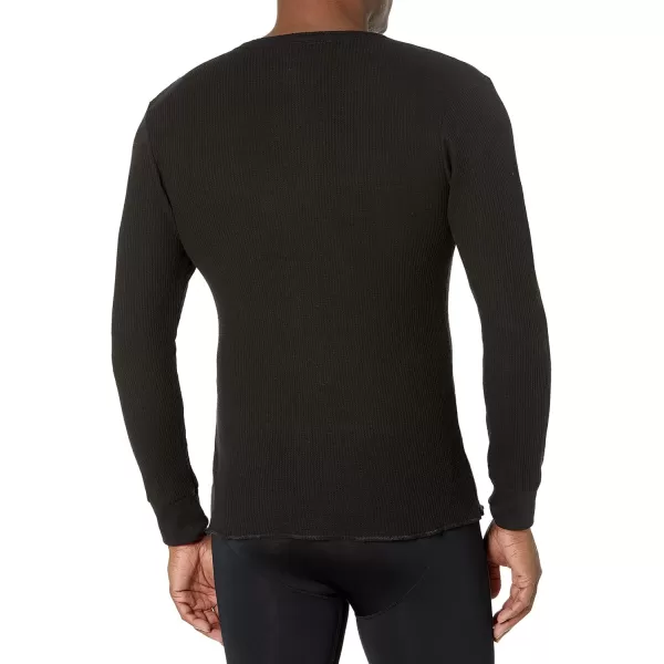 imageFruit of the Loom Mens Classic Midweight Waffle Thermal Henley TopBlack Soot