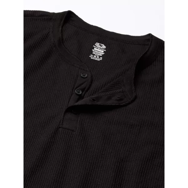 imageFruit of the Loom Mens Classic Midweight Waffle Thermal Henley TopBlackBlack 2pack