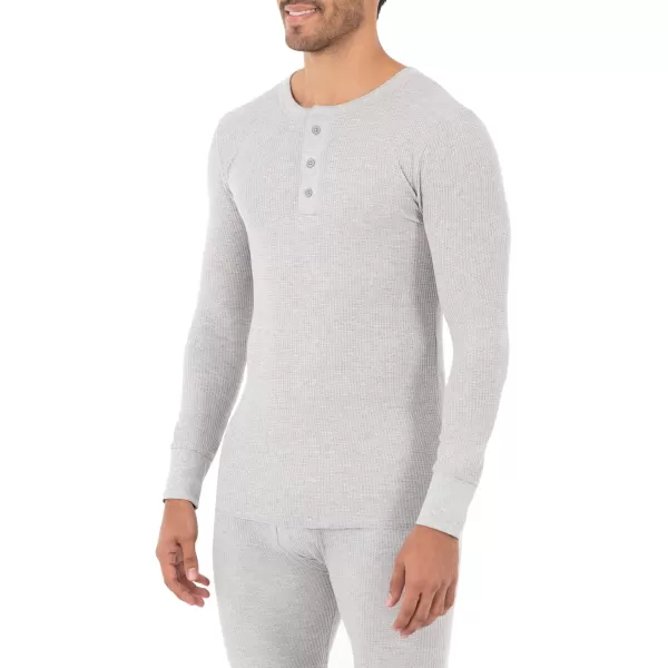 imageFruit of the Loom Mens Classic Midweight Waffle Thermal Henley TopGrey Heather