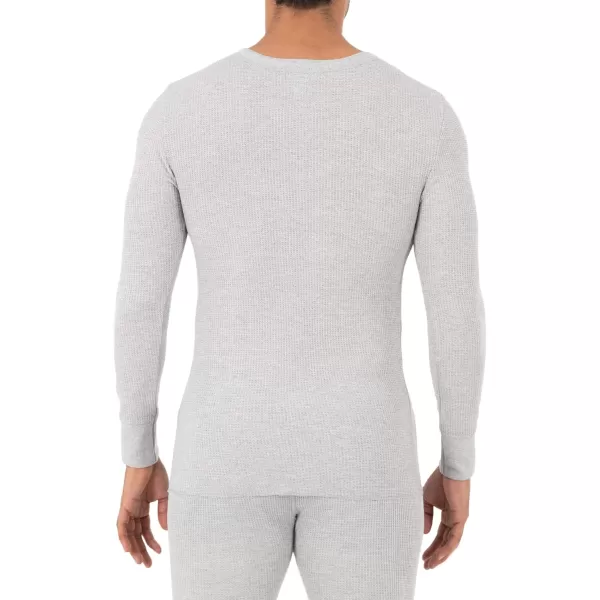 imageFruit of the Loom Mens Classic Midweight Waffle Thermal Henley TopGrey Heather