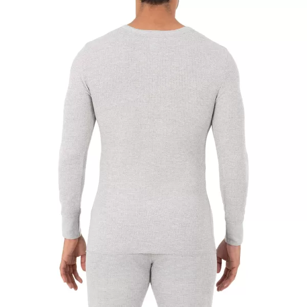 imageFruit of the Loom Mens Classic Midweight Waffle Thermal Henley TopLight Grey Heather