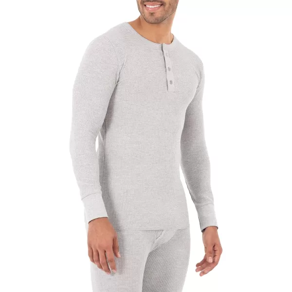 imageFruit of the Loom Mens Classic Midweight Waffle Thermal Henley TopLight Grey Heather