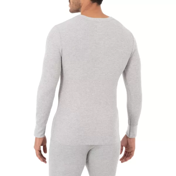 imageFruit of the Loom Mens Classic Midweight Waffle Thermal Henley TopLight Grey HeatherLight Grey Heather 2pack