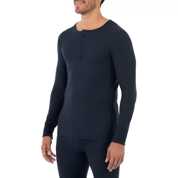 imageFruit of the Loom Mens Classic Midweight Waffle Thermal Henley TopNavy