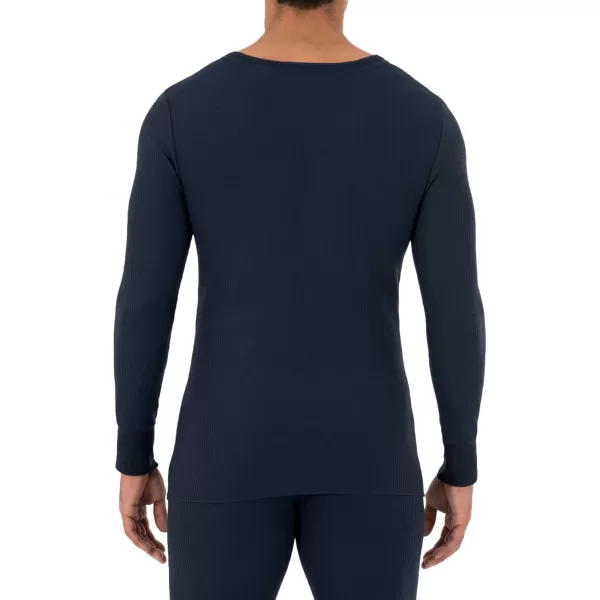 imageFruit of the Loom Mens Classic Midweight Waffle Thermal Henley TopNavy