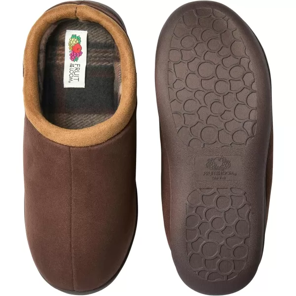 imageFruit of the Loom Mens Microsuede Clog  Comfortable Memory Foam Sole IndoorOutdoor Machine WashableBrown