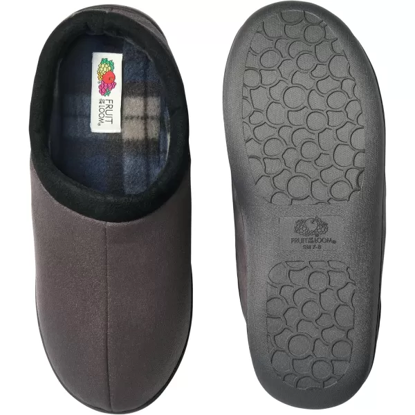 imageFruit of the Loom Mens Microsuede Clog  Comfortable Memory Foam Sole IndoorOutdoor Machine WashableGrey