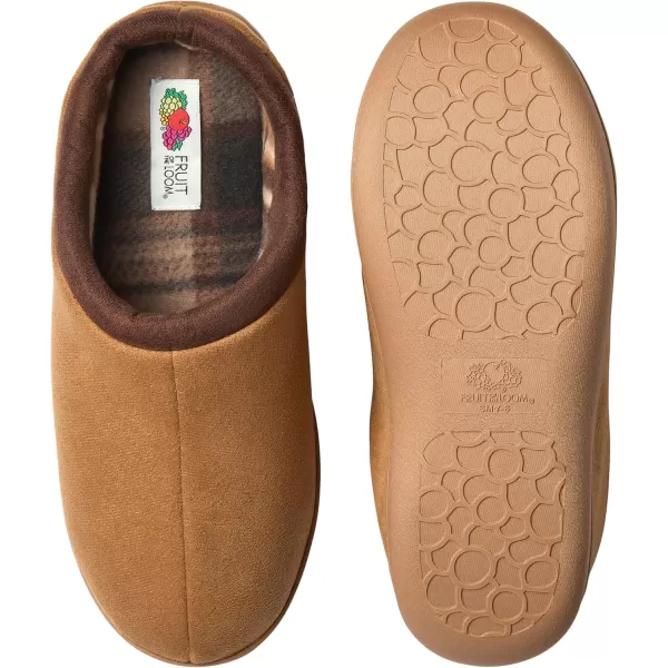 imageFruit of the Loom Mens Microsuede Clog  Comfortable Memory Foam Sole IndoorOutdoor Machine WashableTan