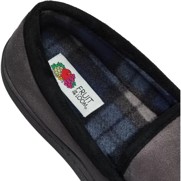 imageFruit of the Loom Mens Microsuede Venetian Slipper  Comfortable Memory Foam Sole IndoorOutdoor Machine WashableGrey