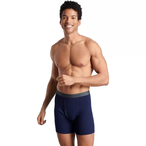 imageFruit of the Loom Mens Premium TagFree Cotton Underwear Regular ampamp Big ManBoxer Brief  4 Pack  Assorted Blues