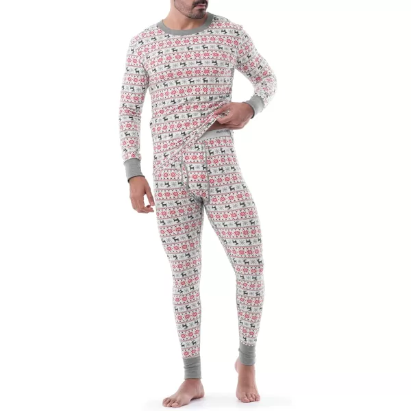 imageFruit of the Loom Mens Recycled Waffle Thermal Underwear Set Top and BottomFair Isle White