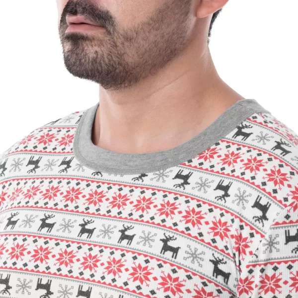 imageFruit of the Loom Mens Recycled Waffle Thermal Underwear Set Top and BottomFair Isle White