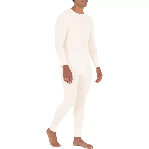 imageFruit of the Loom Mens Recycled Waffle Thermal Underwear Set Top and BottomNatural