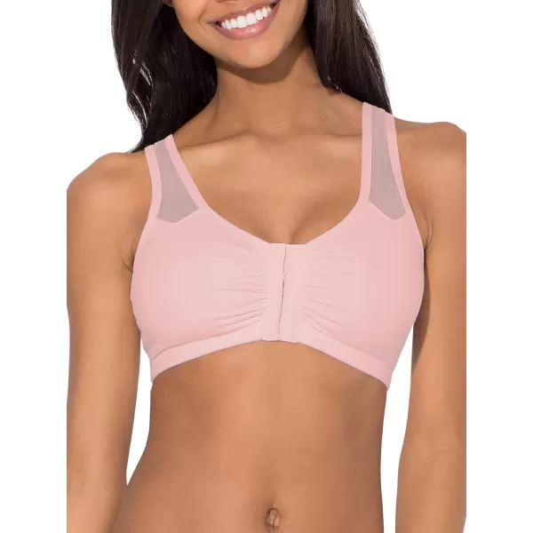 imageFruit of the Loom Womens Comfort Front Close Sport Bra with Mesh StrapsBlushing Rose