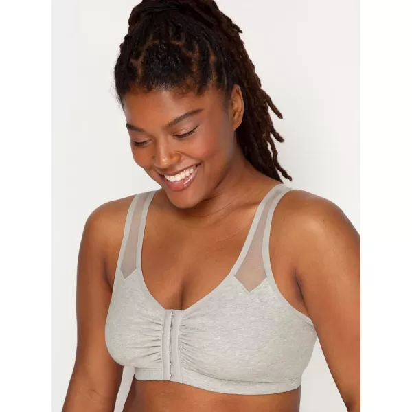 imageFruit of the Loom Womens Comfort Front Close Sport Bra with Mesh StrapsHeather GreyWhite