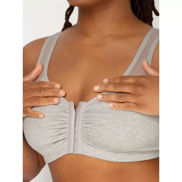 imageFruit of the Loom Womens Comfort Front Close Sport Bra with Mesh StrapsHeather GreyWhite
