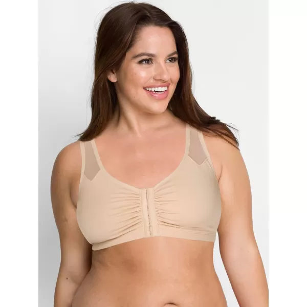 imageFruit of the Loom Womens Comfort Front Close Sport Bra with Mesh StrapsSand