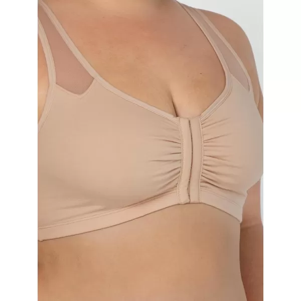imageFruit of the Loom Womens Comfort Front Close Sport Bra with Mesh StrapsSand