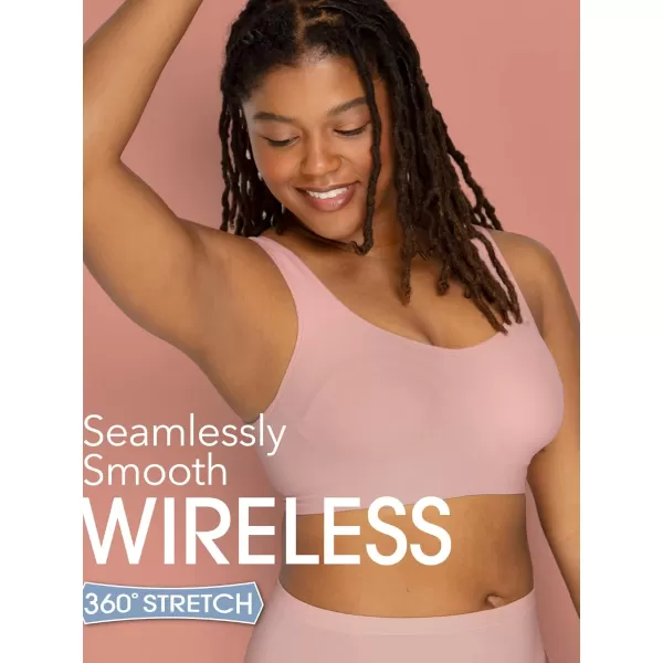 imageFruit of the Loom Womens Everyday Smooth Wireless Bra Full Coverage Shaper Bralettes with Strategic Support for ComfortBlackRose Shadow