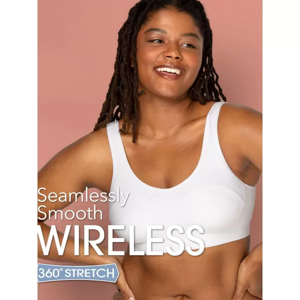 imageFruit of the Loom Womens Everyday Smooth Wireless Bra Full Coverage Shaper Bralettes with Strategic Support for ComfortLilac WhisperWhite