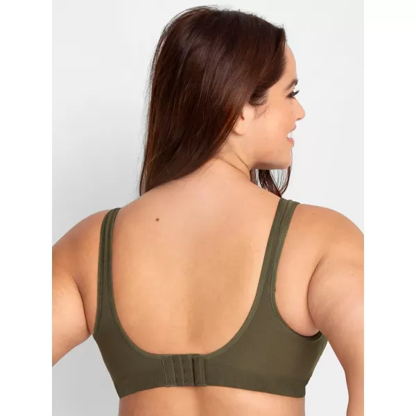 imageFruit of the Loom Womens Everyday Smooth Wireless Bra Full Coverage Shaper Bralettes with Strategic Support for ComfortOlive NightBlack Hue