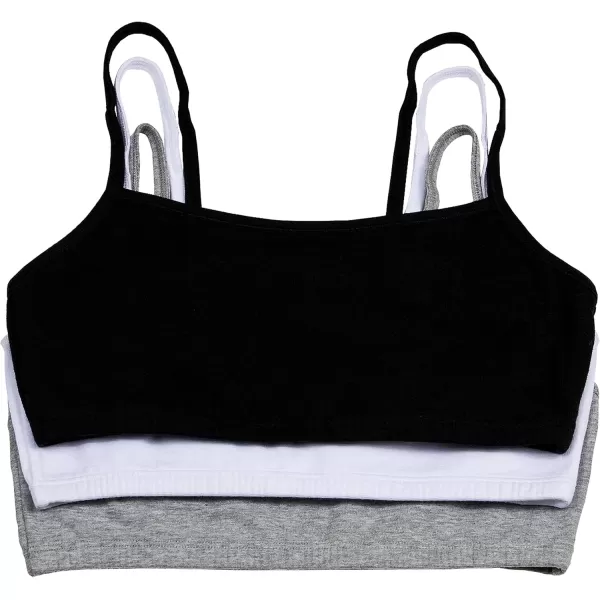 imageFruit of the Loom Womens Spaghetti Strap Cotton Pull Over 3 Pack Sports BraBlackWhiteHeather Grey