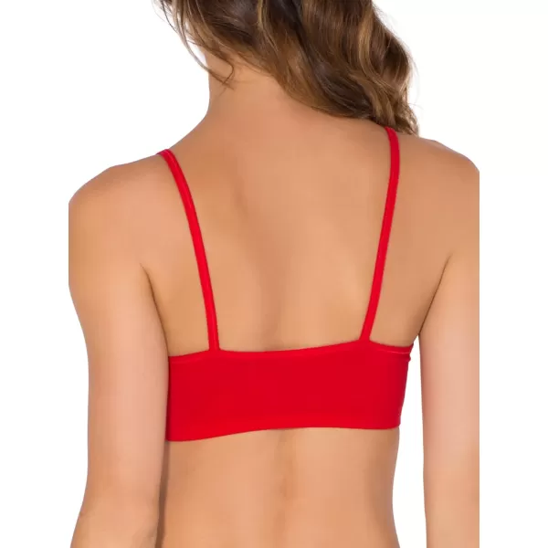 imageFruit of the Loom Womens Spaghetti Strap Cotton Pull Over 3 Pack Sports BraBlackWhiteRed Hot