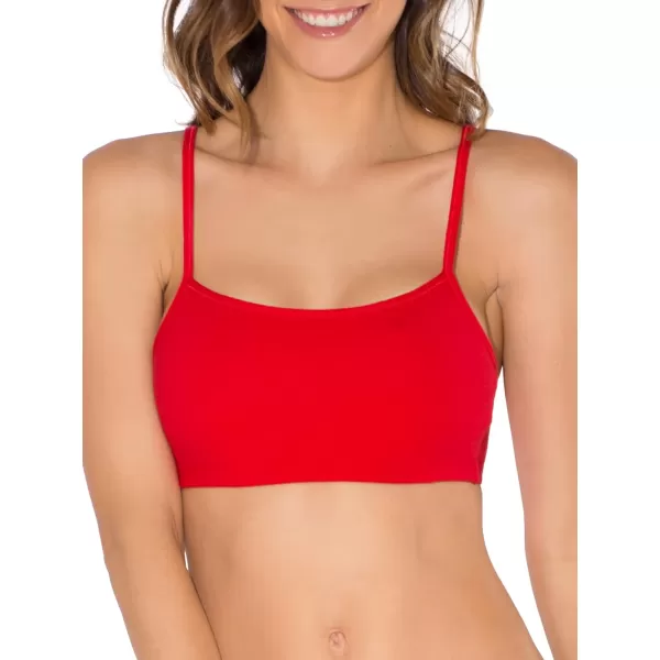 imageFruit of the Loom Womens Spaghetti Strap Cotton Pull Over 3 Pack Sports BraBlackWhiteRed Hot