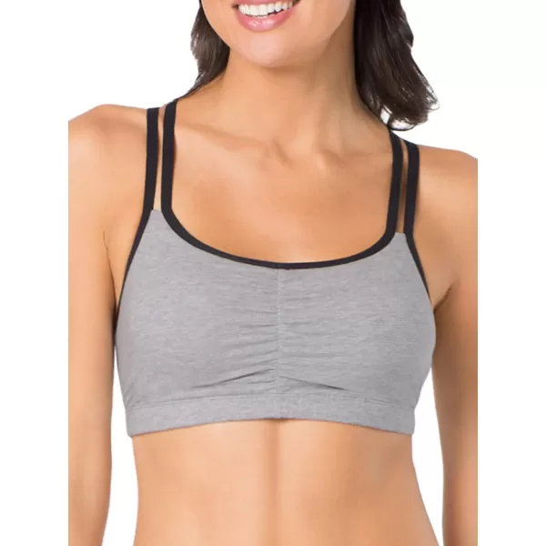 imageFruit of the Loom Womens Spaghetti Strap Cotton Pull Over 3 Pack Sports BraGrey With BlackWhiteBlack Hue