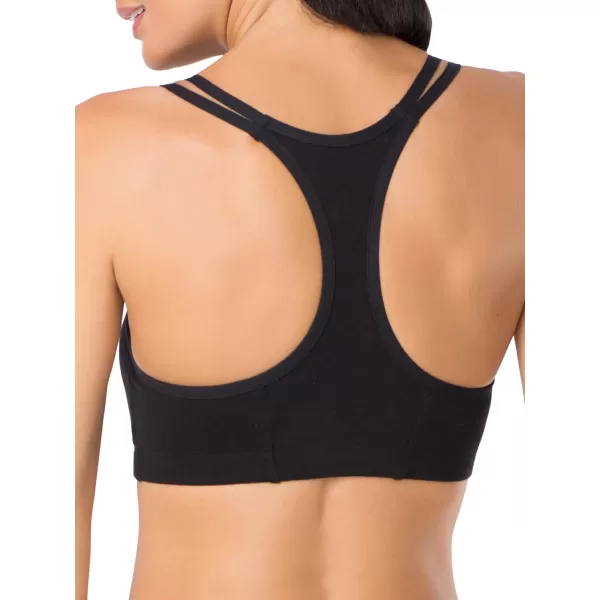 imageFruit of the Loom Womens Spaghetti Strap Cotton Pull Over 3 Pack Sports BraGrey With BlackWhiteBlack Hue