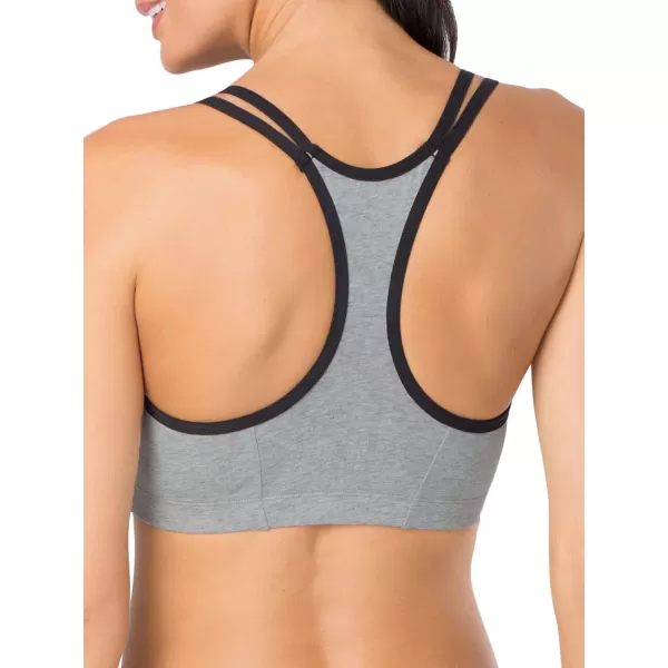 imageFruit of the Loom Womens Spaghetti Strap Cotton Pull Over 3 Pack Sports BraGrey With BlackWhiteBlack Hue