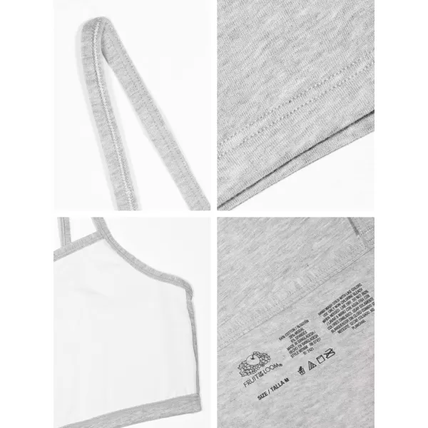 imageFruit of the Loom Womens Spaghetti Strap Cotton Pull Over 3 Pack Sports BraGreyGreyGrey