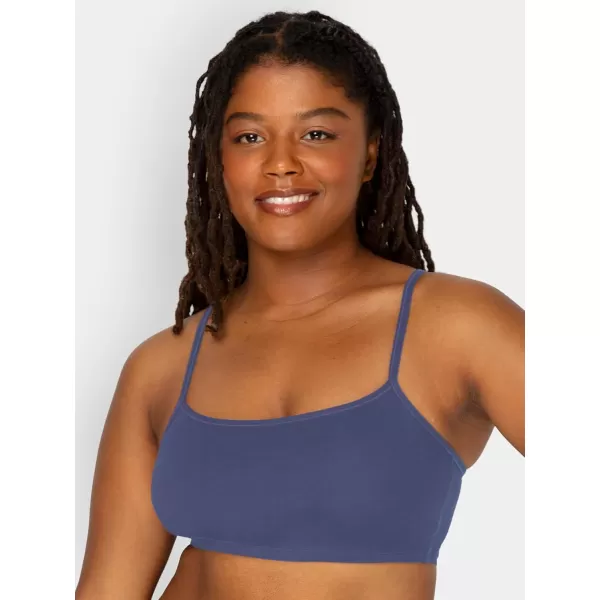 imageFruit of the Loom Womens Spaghetti Strap Cotton Pull Over 3 Pack Sports BraLentilAruba BlueDutch Blue