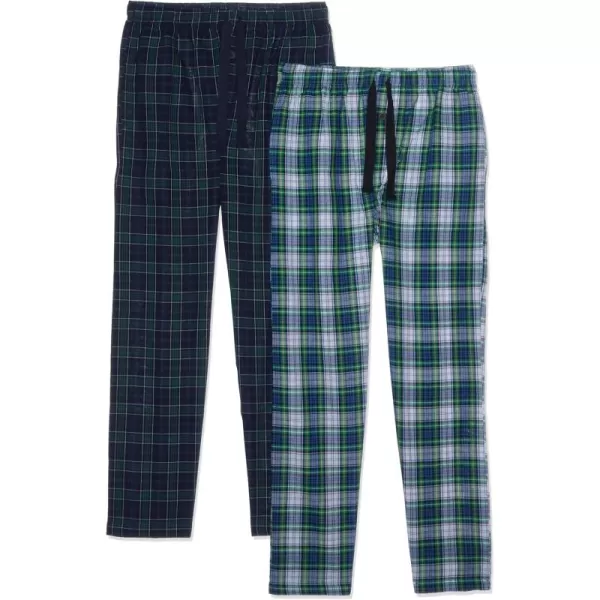 imageFruit of the Loom Mens Broadcloth Woven Sleep Pajama PantNavy PlaidGreen