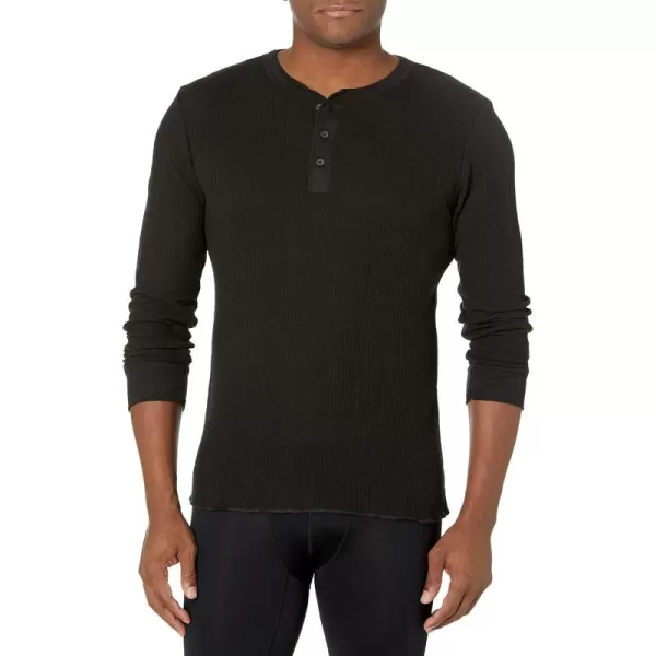 imageFruit of the Loom Mens Classic Midweight Waffle Thermal Henley TopBlack Soot