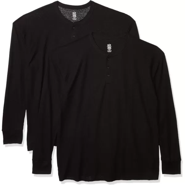 imageFruit of the Loom Mens Classic Midweight Waffle Thermal Henley TopBlackBlack 2pack