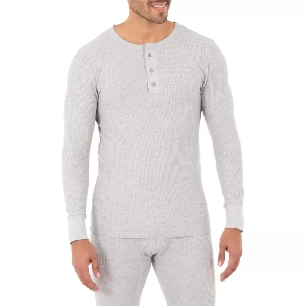 imageFruit of the Loom Mens Classic Midweight Waffle Thermal Henley TopLight Grey Heather