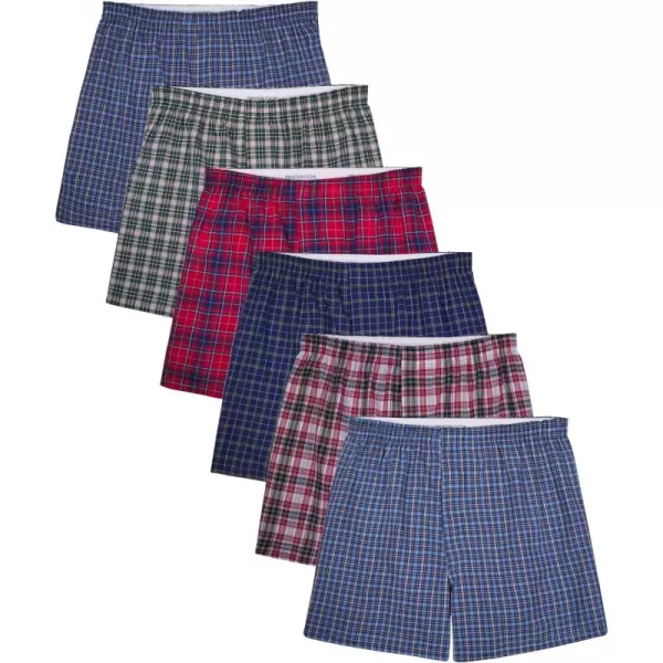 imageFruit of the Loom Mens Mens Tag Free Woven Boxer Shorts Relaxed Fit Moisture Wicking Assorted Color MultipacksAssorted Plaid
