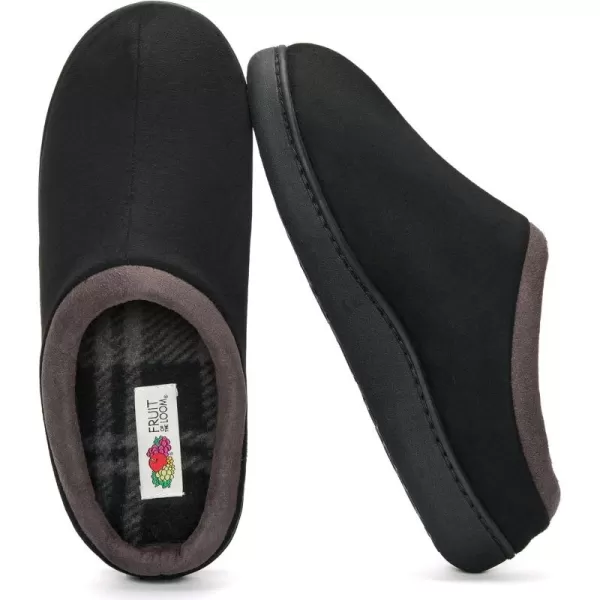 imageFruit of the Loom Mens Microsuede Clog  Comfortable Memory Foam Sole IndoorOutdoor Machine WashableBlack