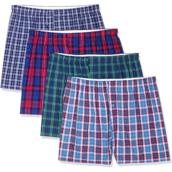 imageFruit of the Loom Mens Premium TagFree Cotton Underwear Regular ampamp Big ManBoxer  4 Pack  Woven Assorted