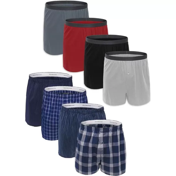 imageFruit of the Loom Mens Premium TagFree Cotton Underwear Regular ampamp Big ManBoxer  8 Pack  KnitWoven Assorted