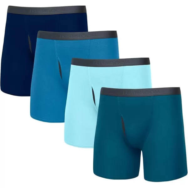 imageFruit of the Loom Mens Premium TagFree Cotton Underwear Regular ampamp Big ManBoxer Brief  4 Pack  Assorted Blues